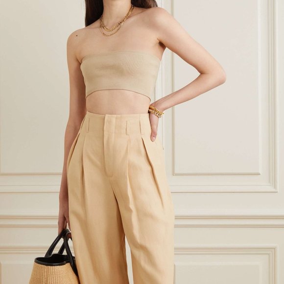 MaxMara Tops - NWOT MaxMara Avori Cropped Stretch Cotton-blend Bandeau Top S
